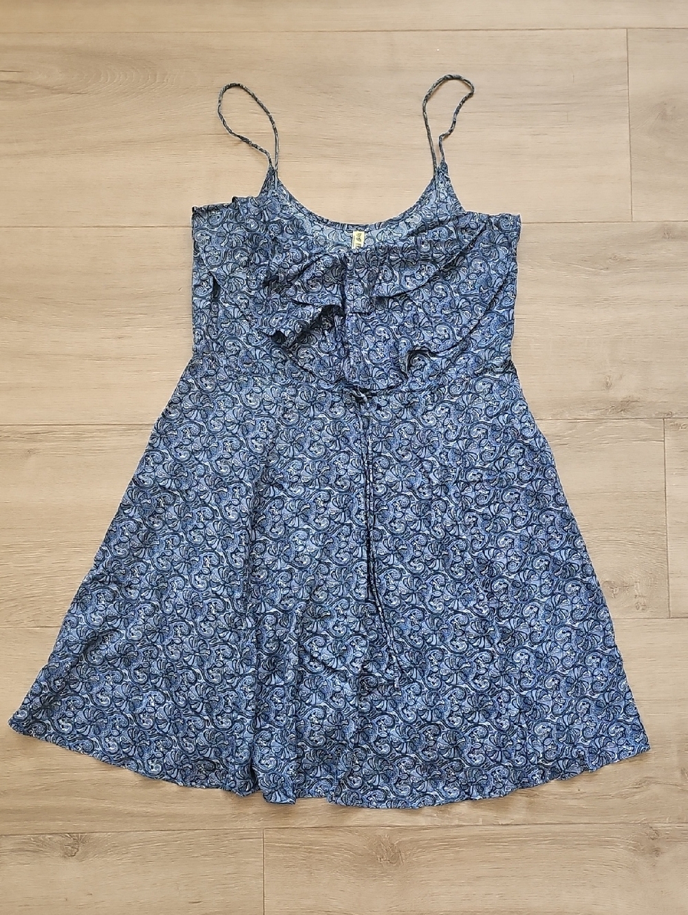 Free People Blue Paisley Ruffle Sundress Womens Size XS